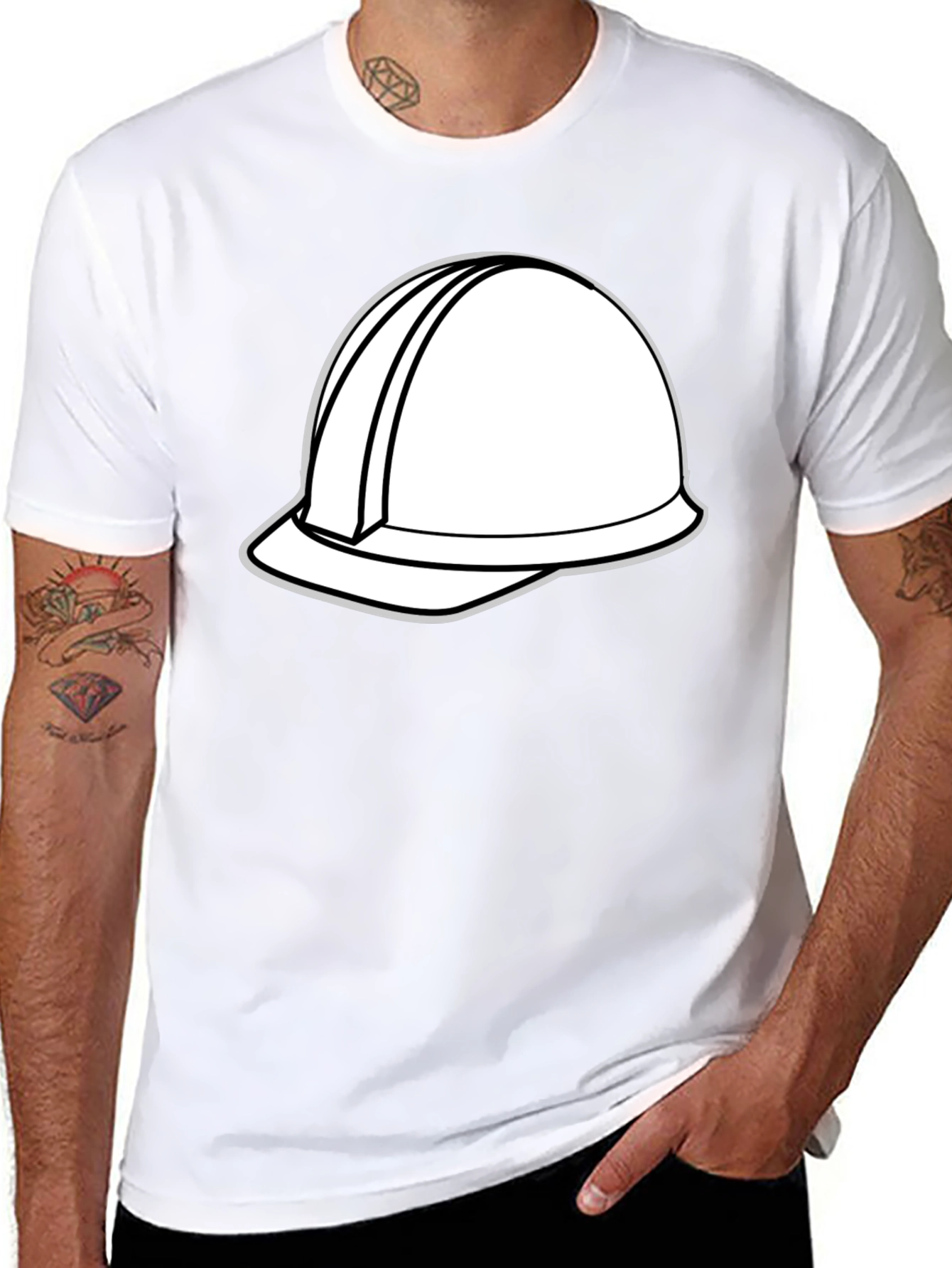 Construction Helmet Graphic Tee - Black