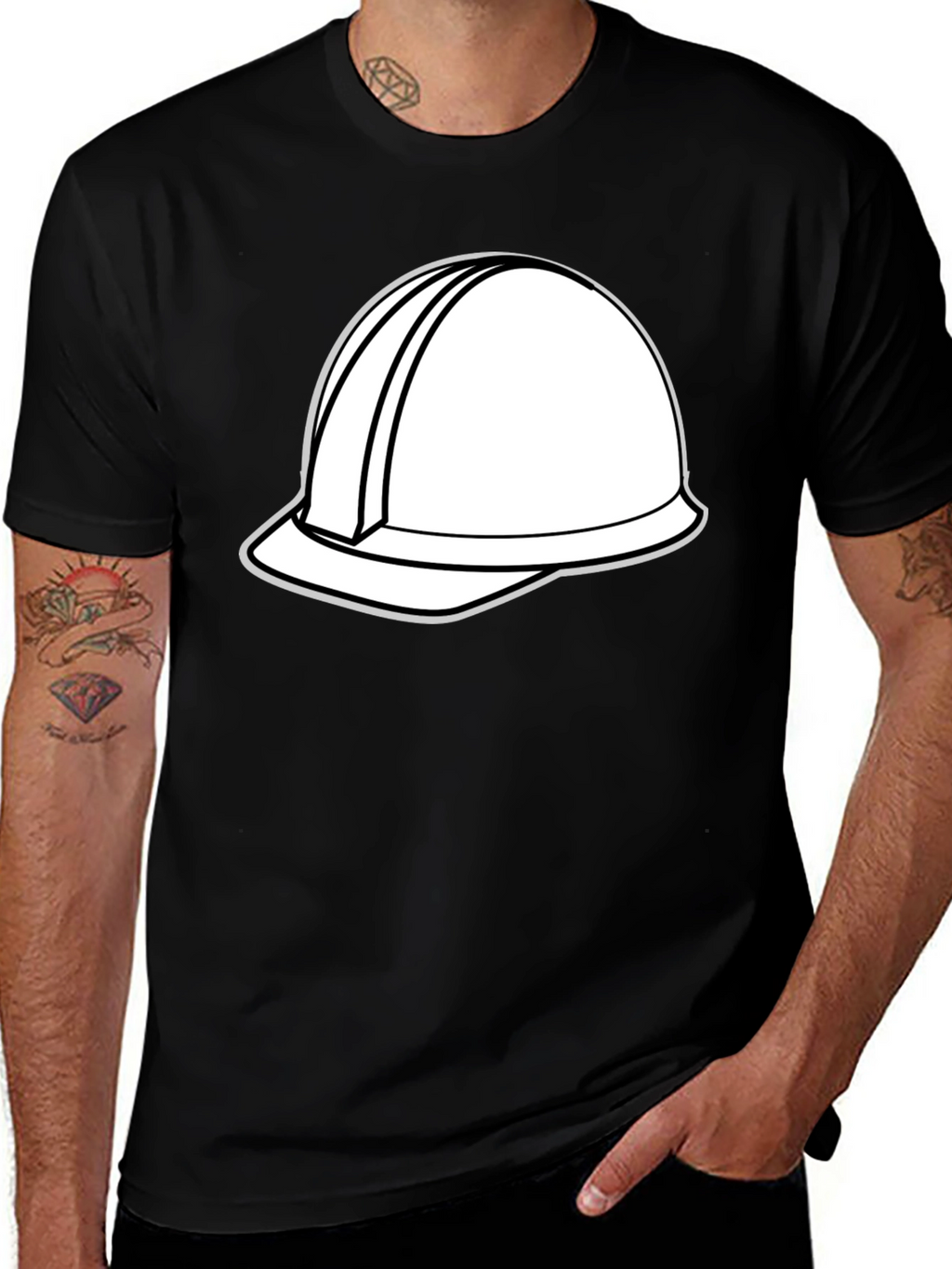 Construction Helmet Graphic Tee - Black