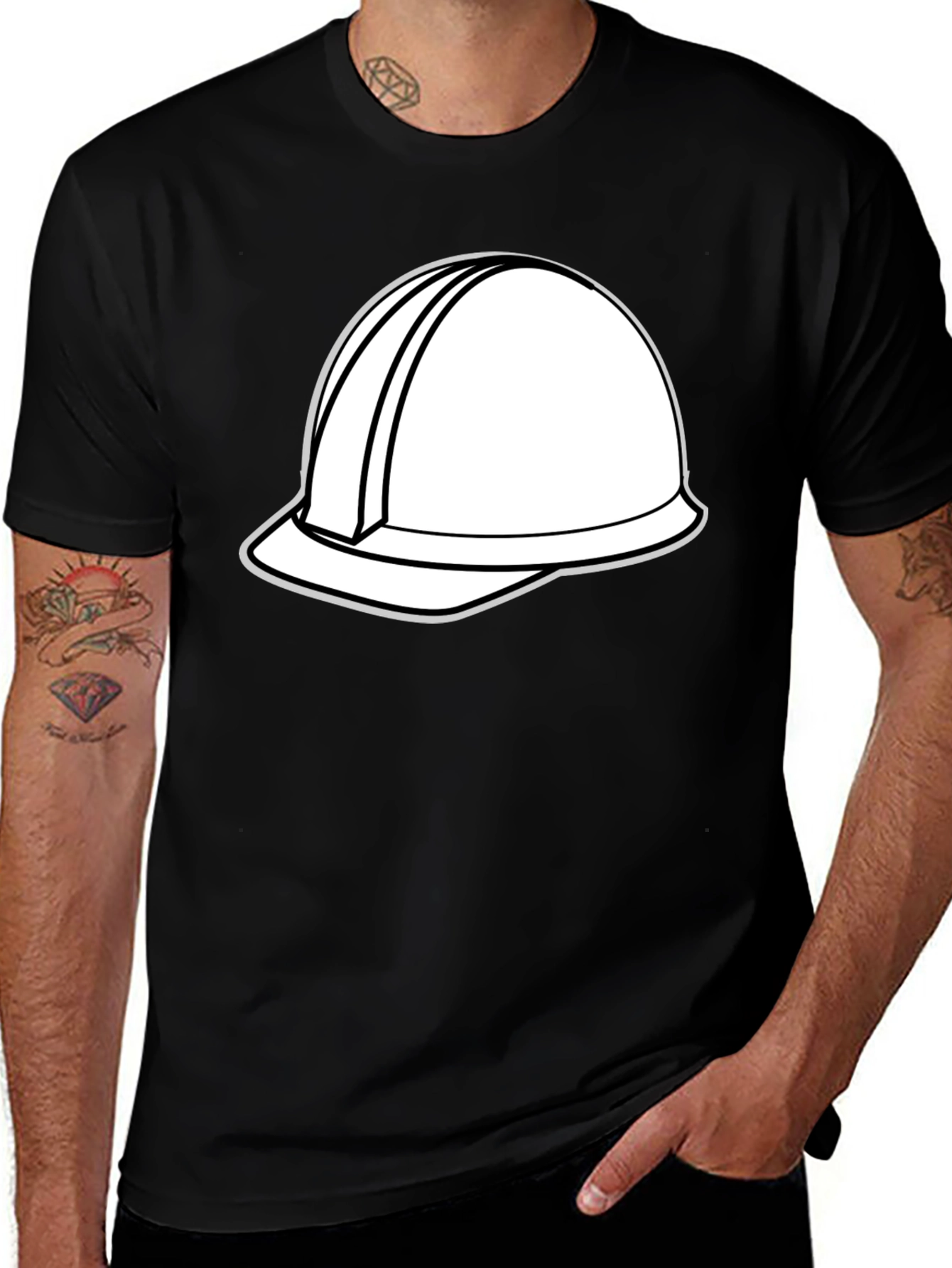 Construction Helmet Graphic Tee - Black
