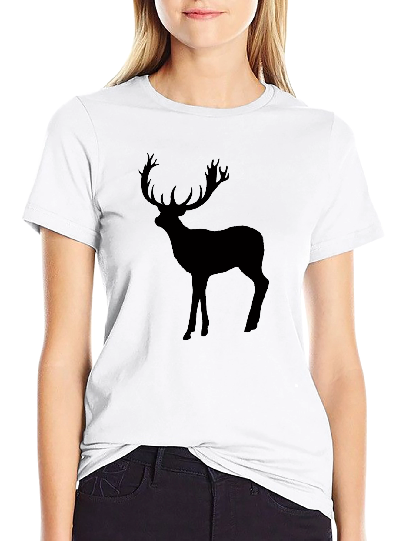 Black Deer Graphic Tee - Mens Crew Neck T-Shirt