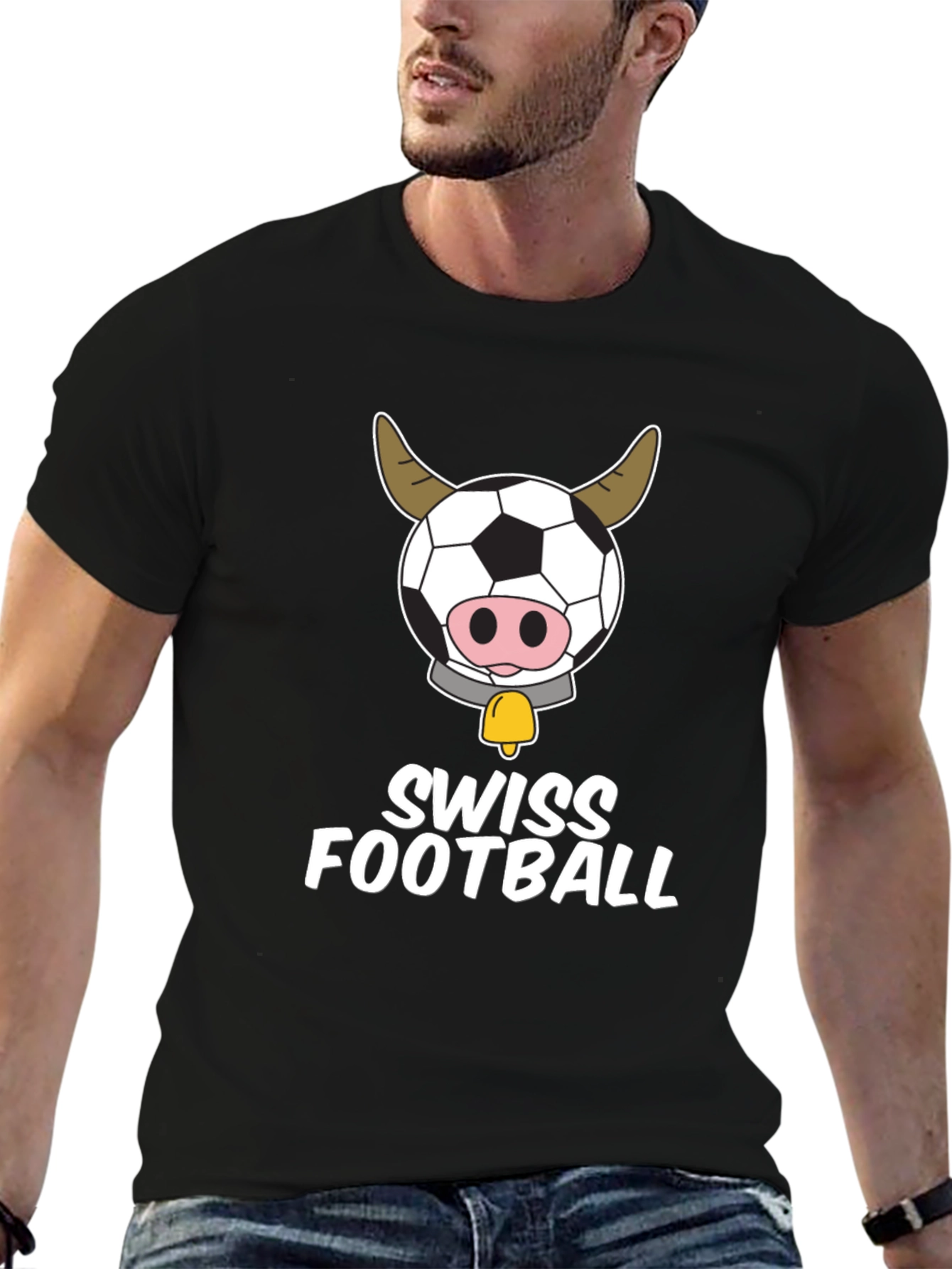 Swiss Football Cow Graphic T-Shirt