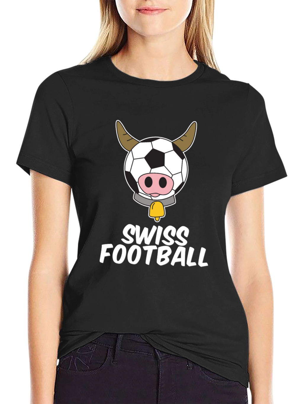 Swiss Football Cow Graphic T-Shirt
