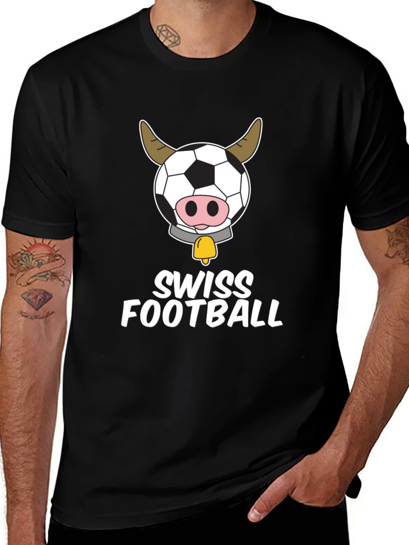 Swiss Football Cow Graphic T-Shirt