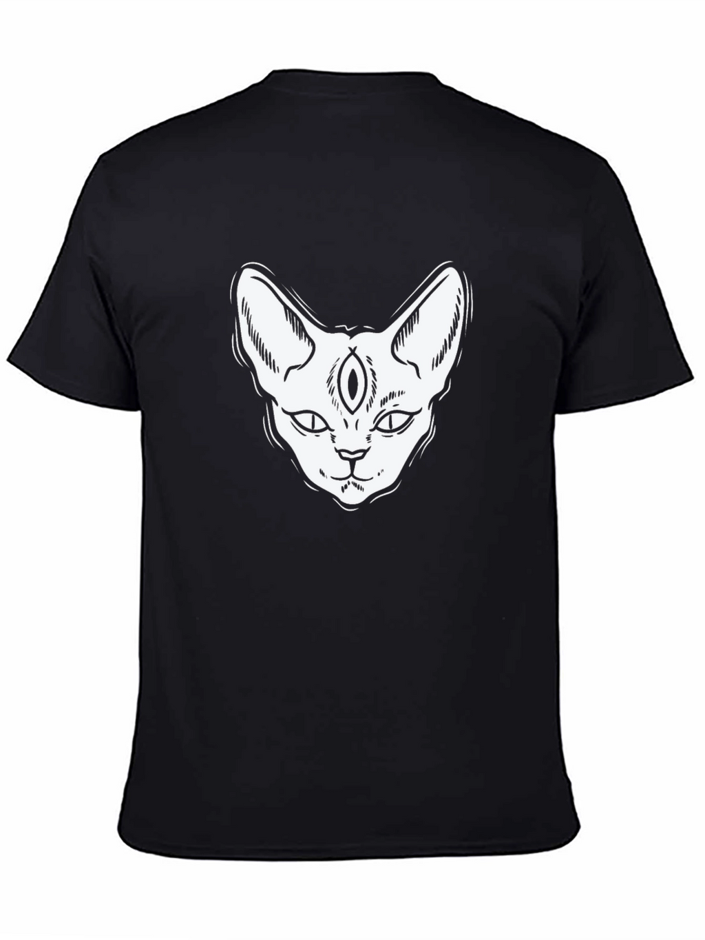Third Eye Cat Graphic Tee - Black Cotton T-Shirt