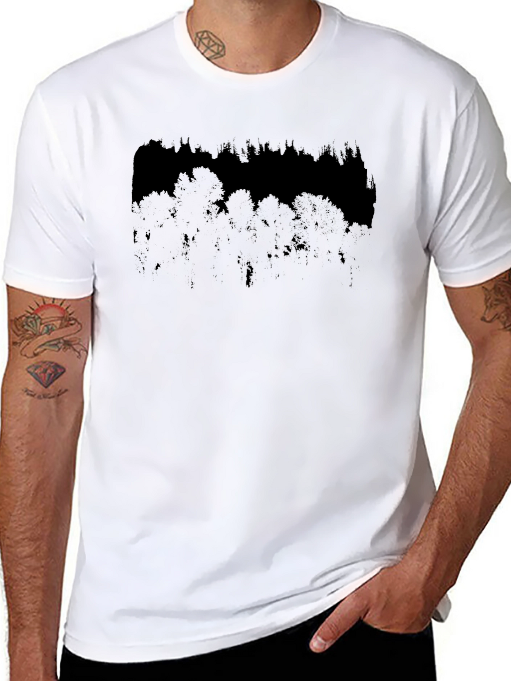 Dark Forest Graphic Print Black T-Shirt