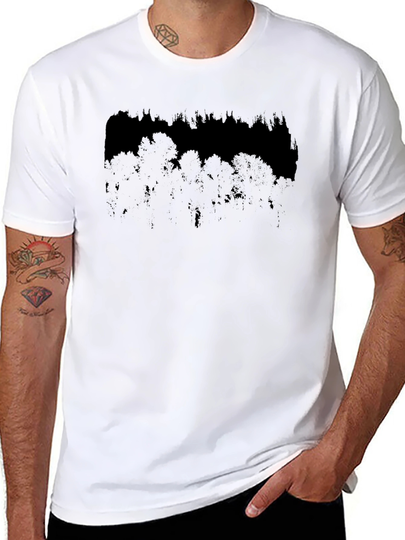 Dark Forest Graphic Print Black T-Shirt