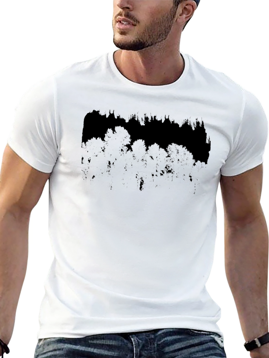 Dark Forest Graphic Print Black T-Shirt