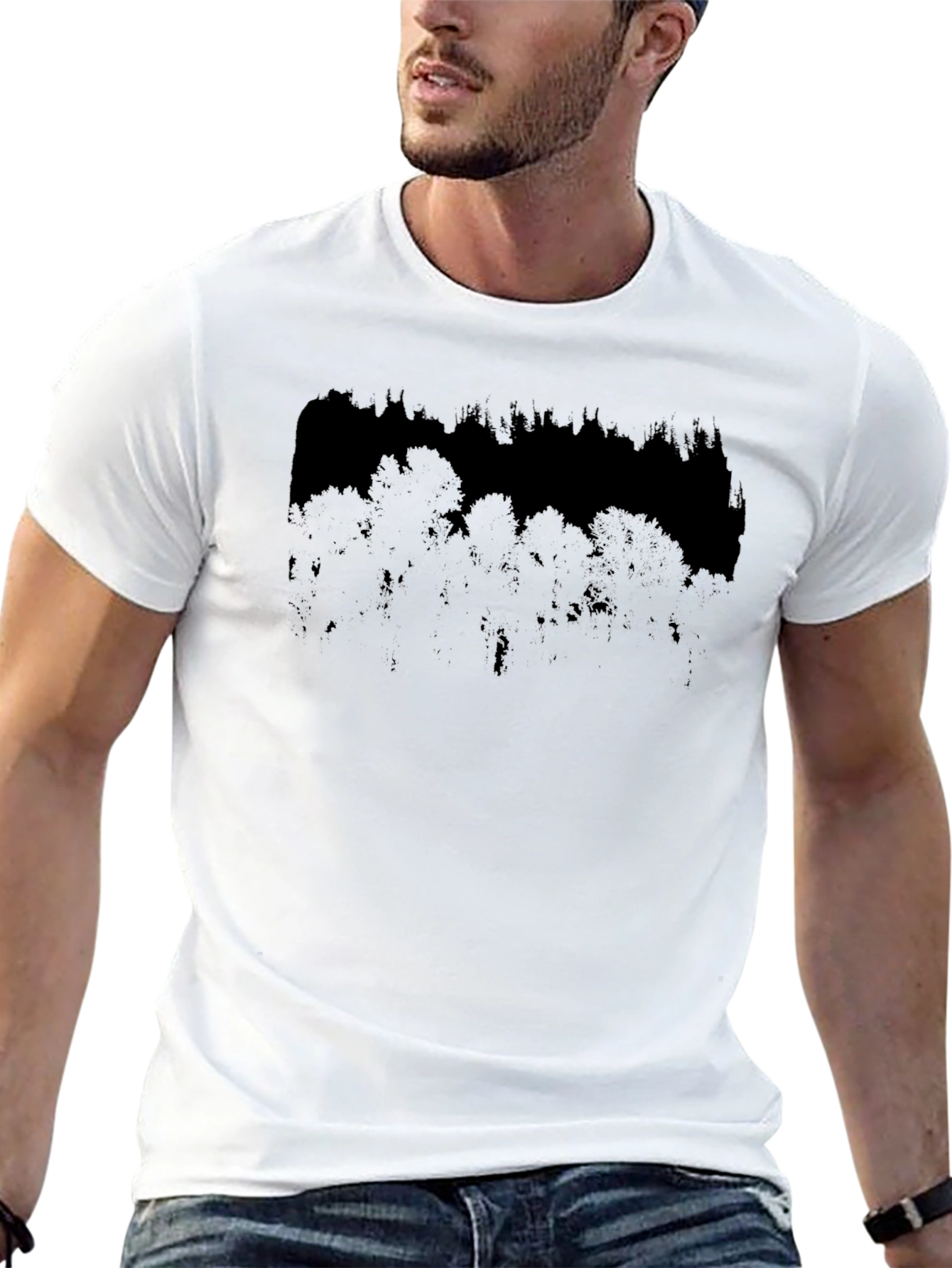 Dark Forest Graphic Print Black T-Shirt