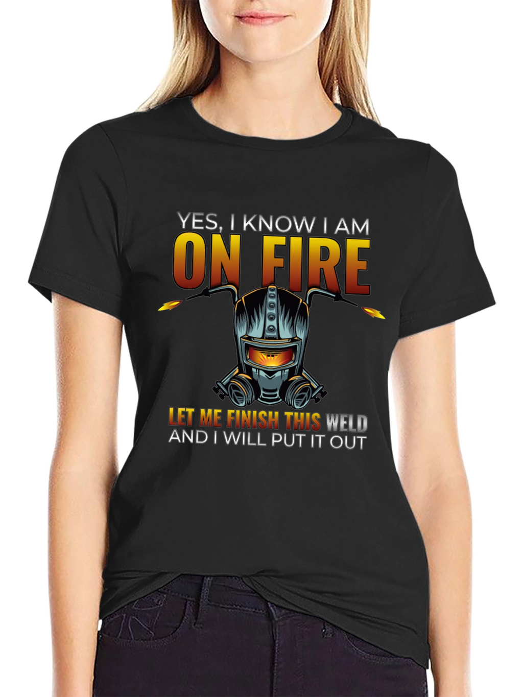 Welder On Fire Graphic Tee - Funny Welding T-Shirt