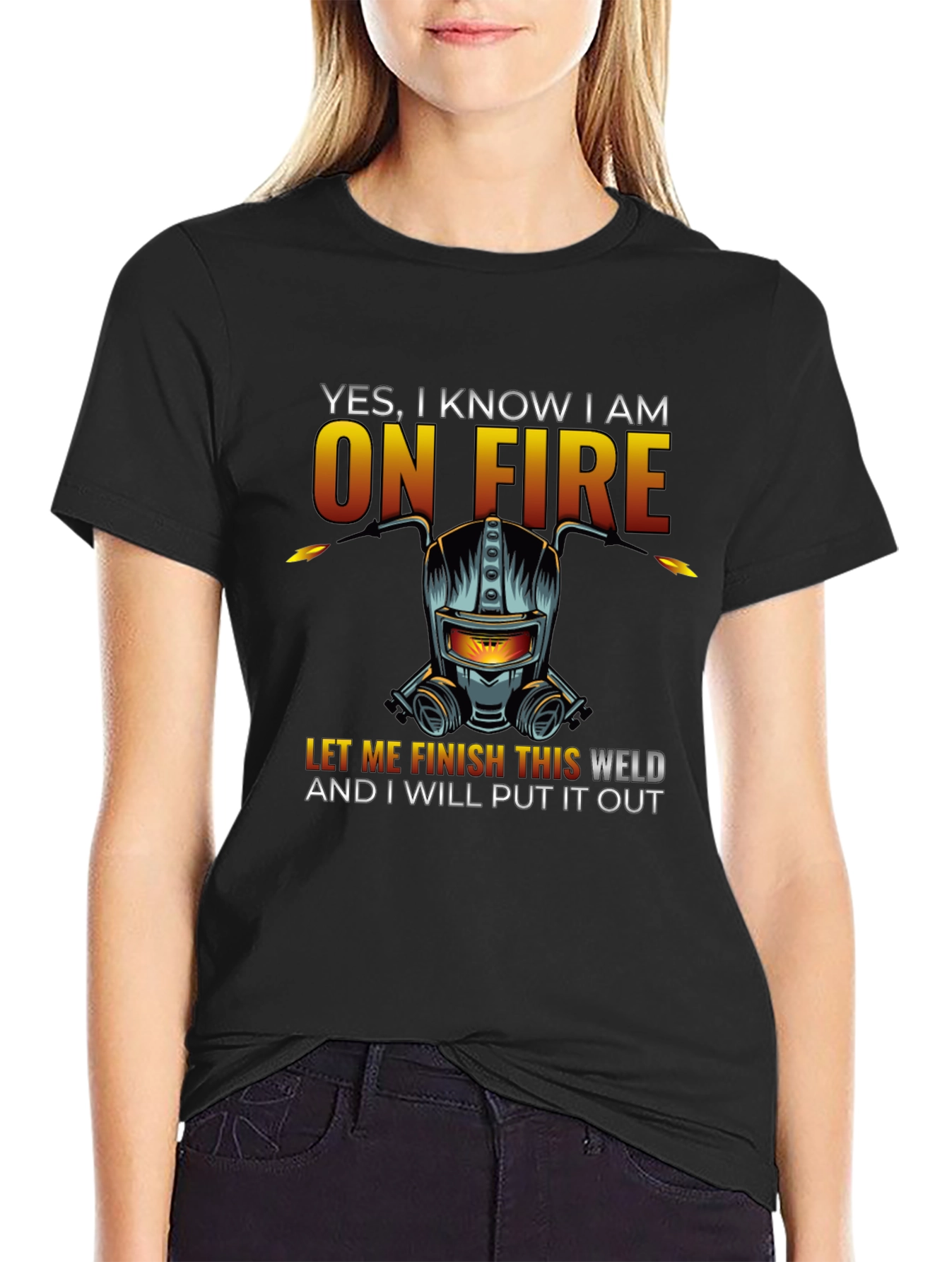 Welder On Fire Graphic Tee - Funny Welding T-Shirt