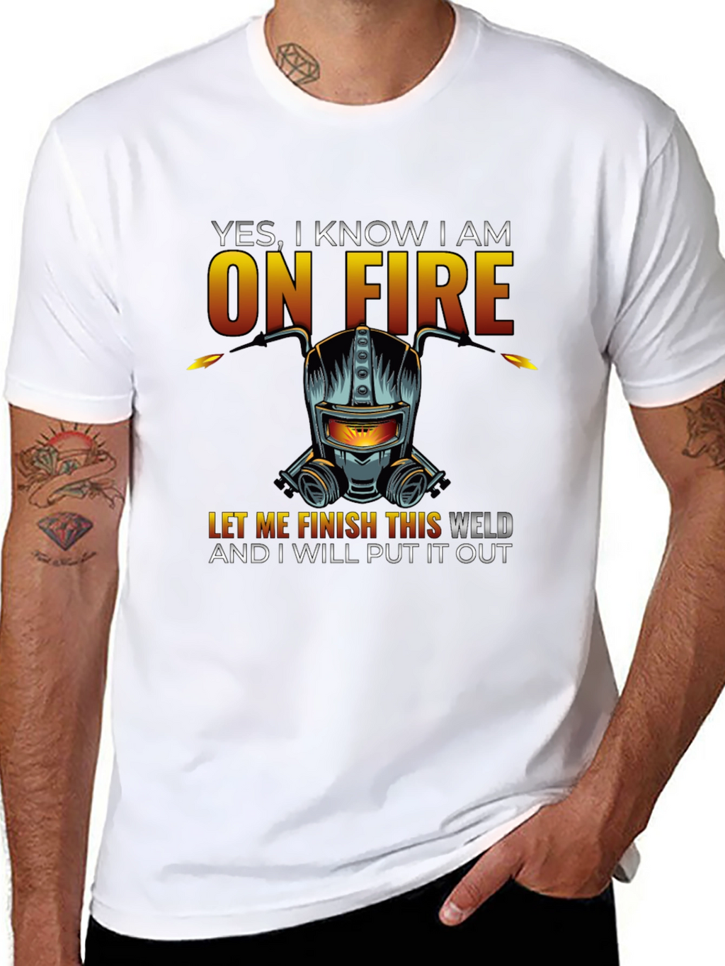 Welder On Fire Graphic Tee - Funny Welding T-Shirt