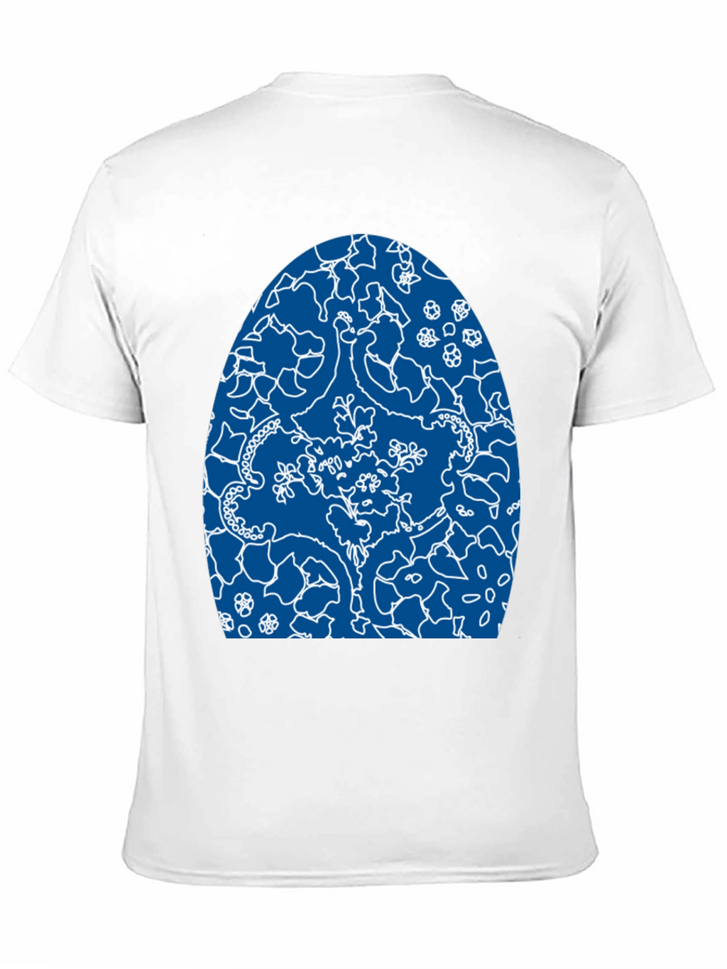 Abstract Blue & White Design Black T-Shirt