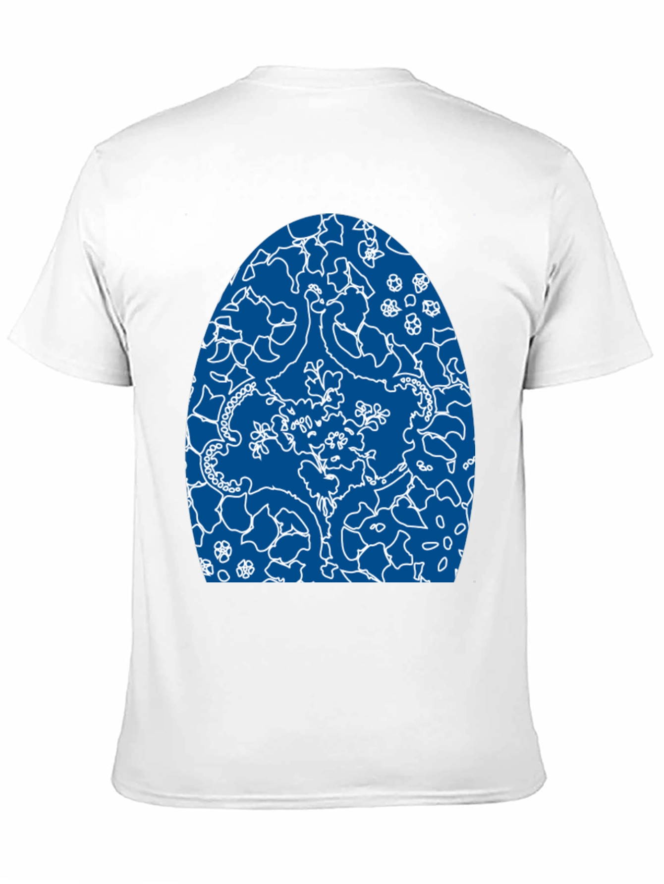 Abstract Blue & White Design Black T-Shirt
