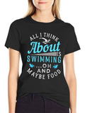 Swimming and Food Graphic T-Shirt