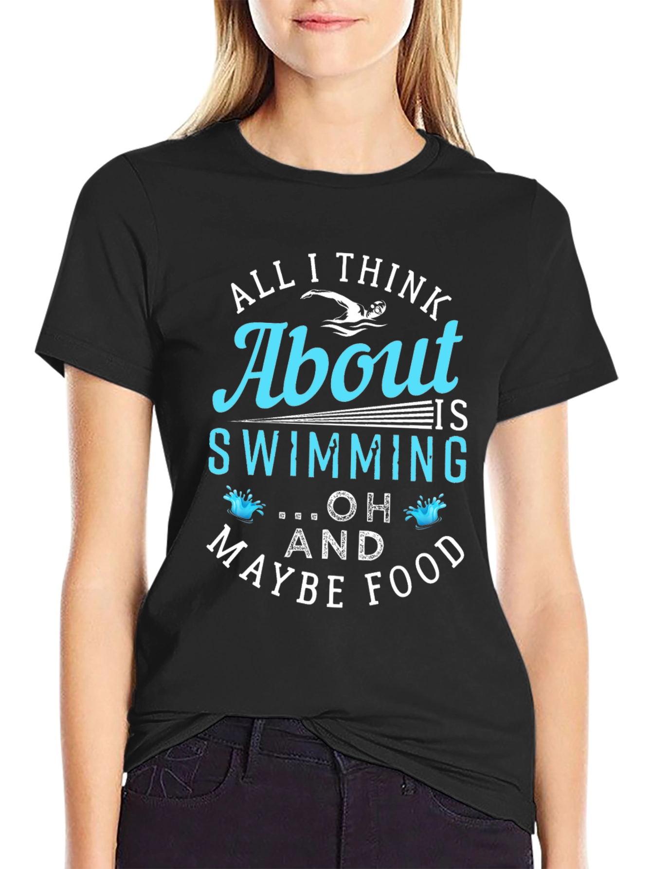 Swimming and Food Graphic T-Shirt