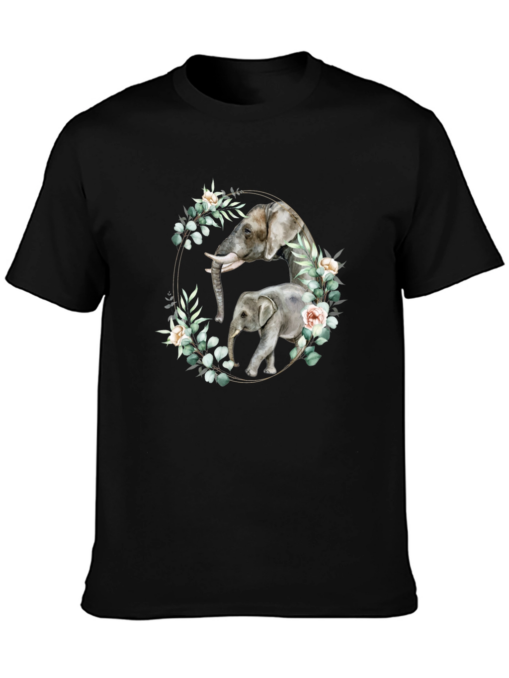 Elephant Floral Wreath Graphic Tee