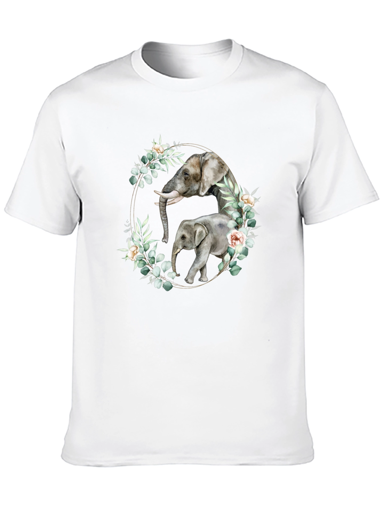 Elephant Floral Wreath Graphic Tee