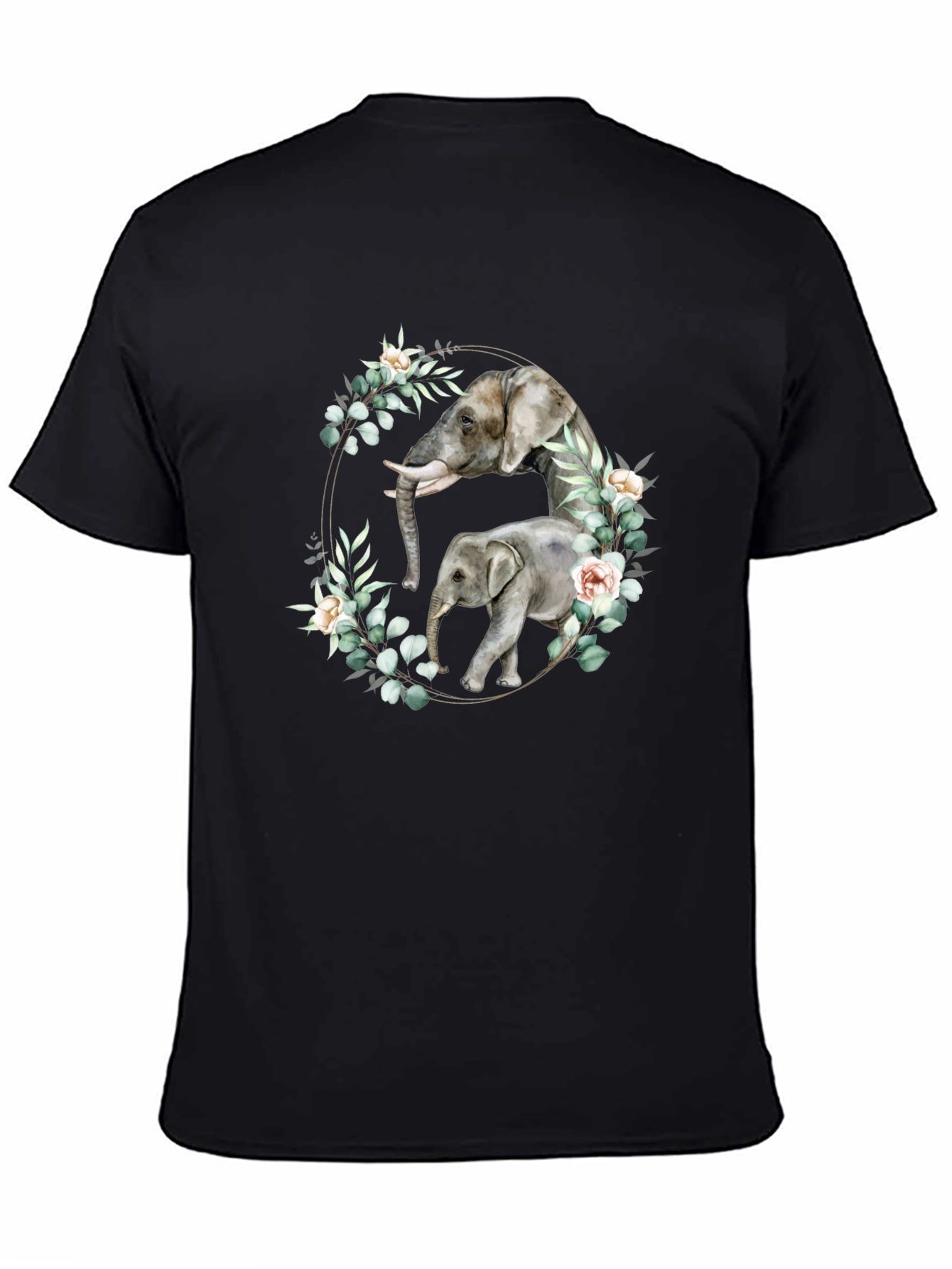 Elephant Floral Wreath Graphic Tee