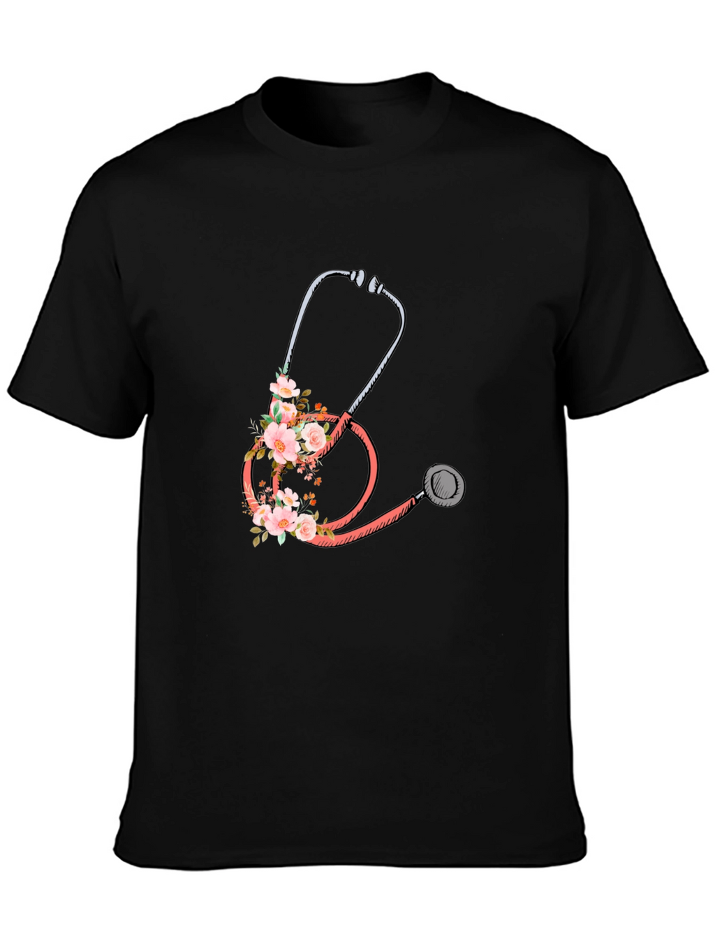 Floral Stethoscope Graphic Tee - Medical Apparel
