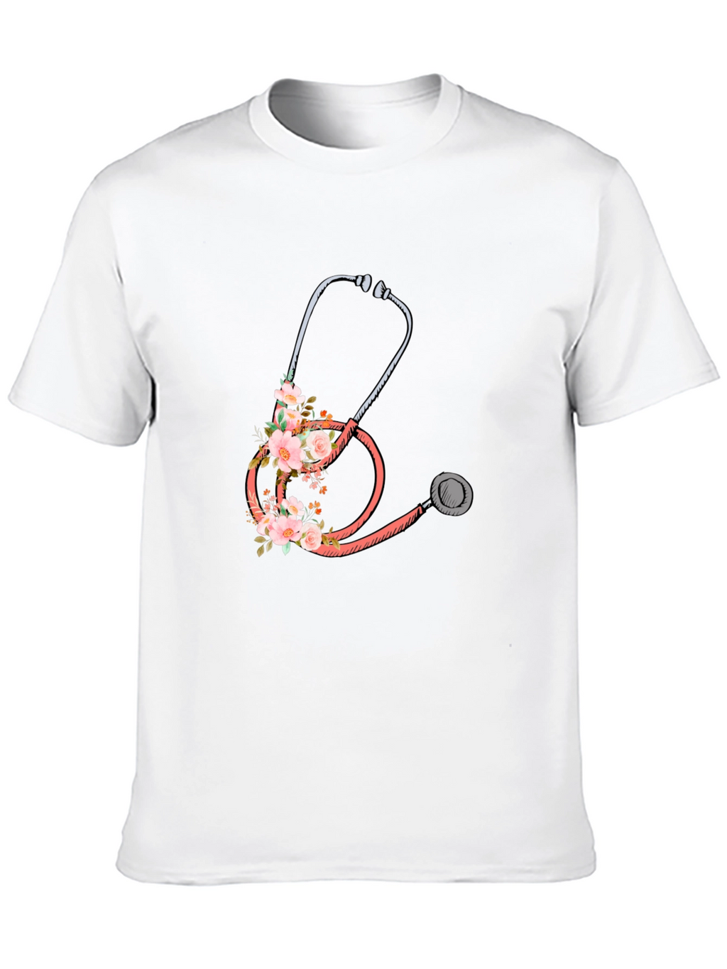 Floral Stethoscope Graphic Tee - Medical Apparel