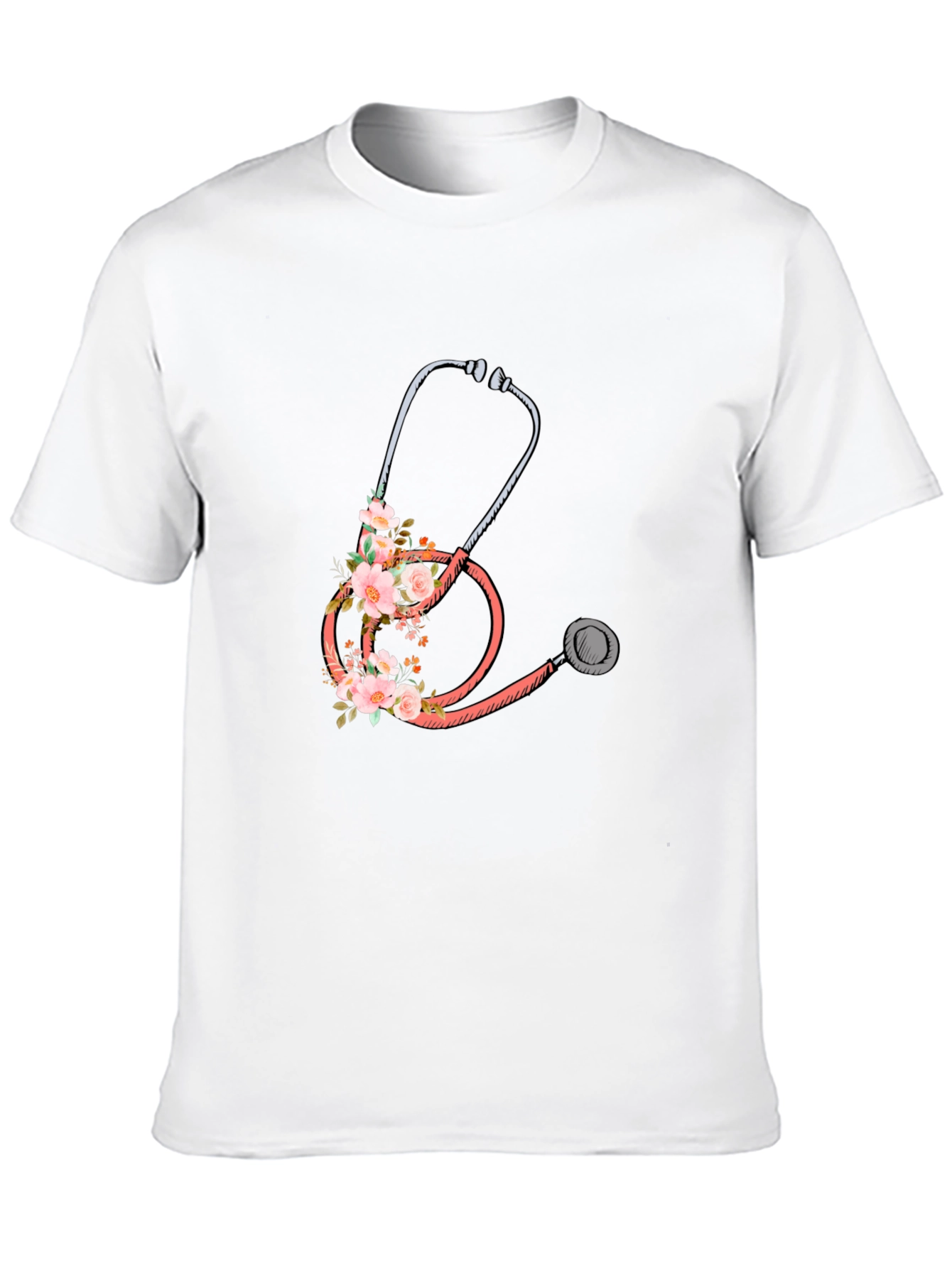 Floral Stethoscope Graphic Tee - Medical Apparel