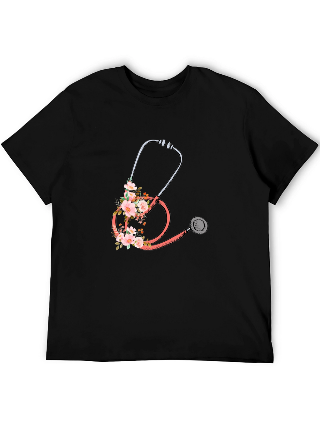 Floral Stethoscope Graphic Tee - Medical Apparel