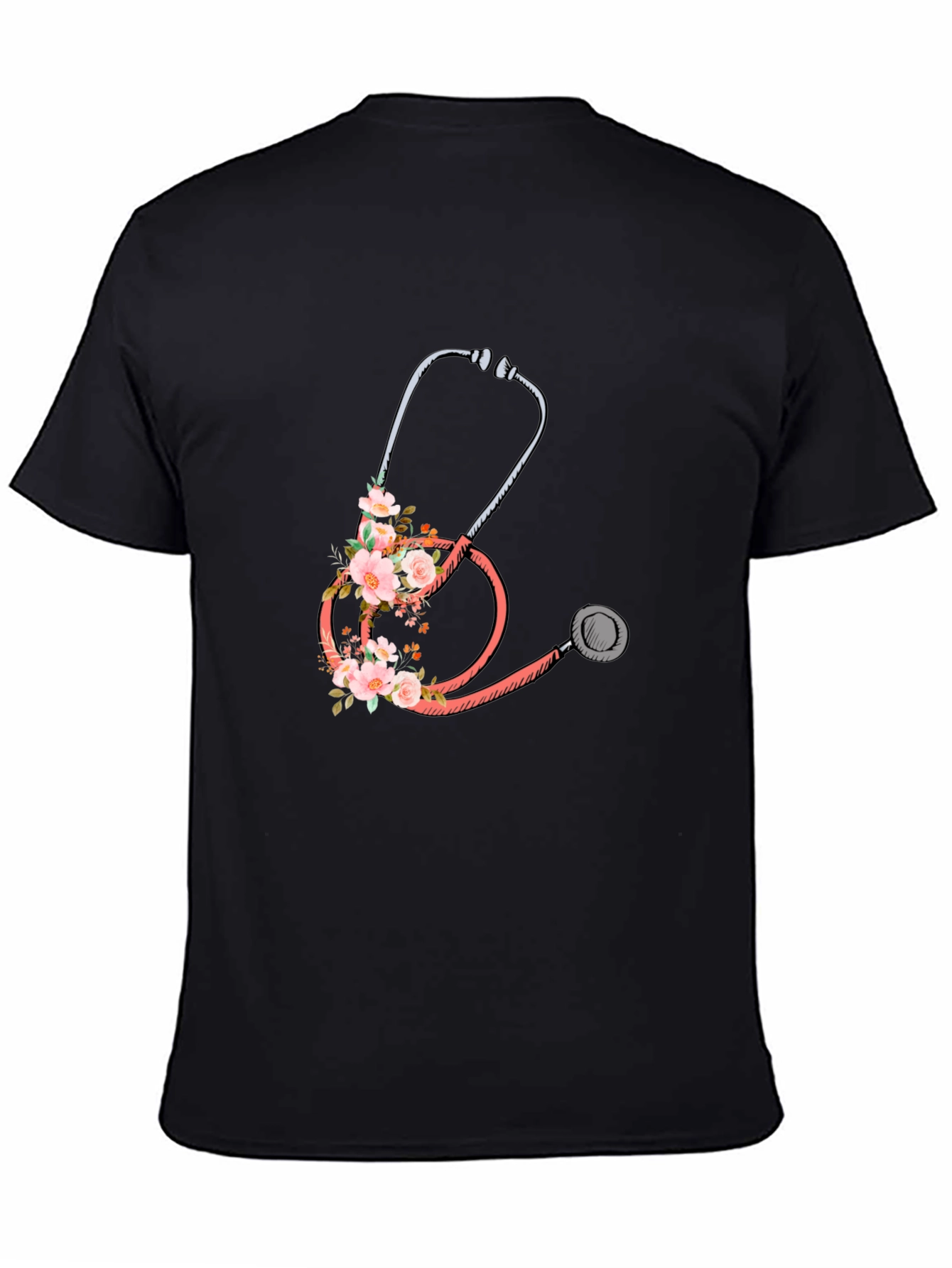 Floral Stethoscope Graphic Tee - Medical Apparel