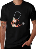 Floral Stethoscope Graphic Tee - Medical Apparel