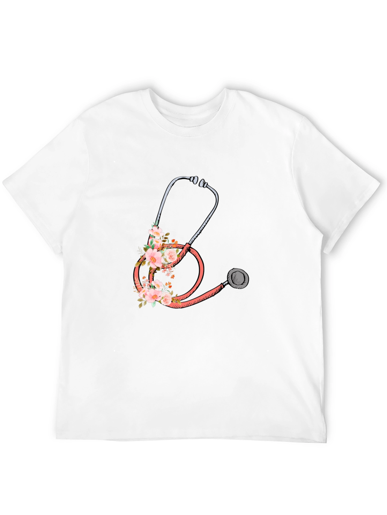 Floral Stethoscope Graphic Tee - Medical Apparel