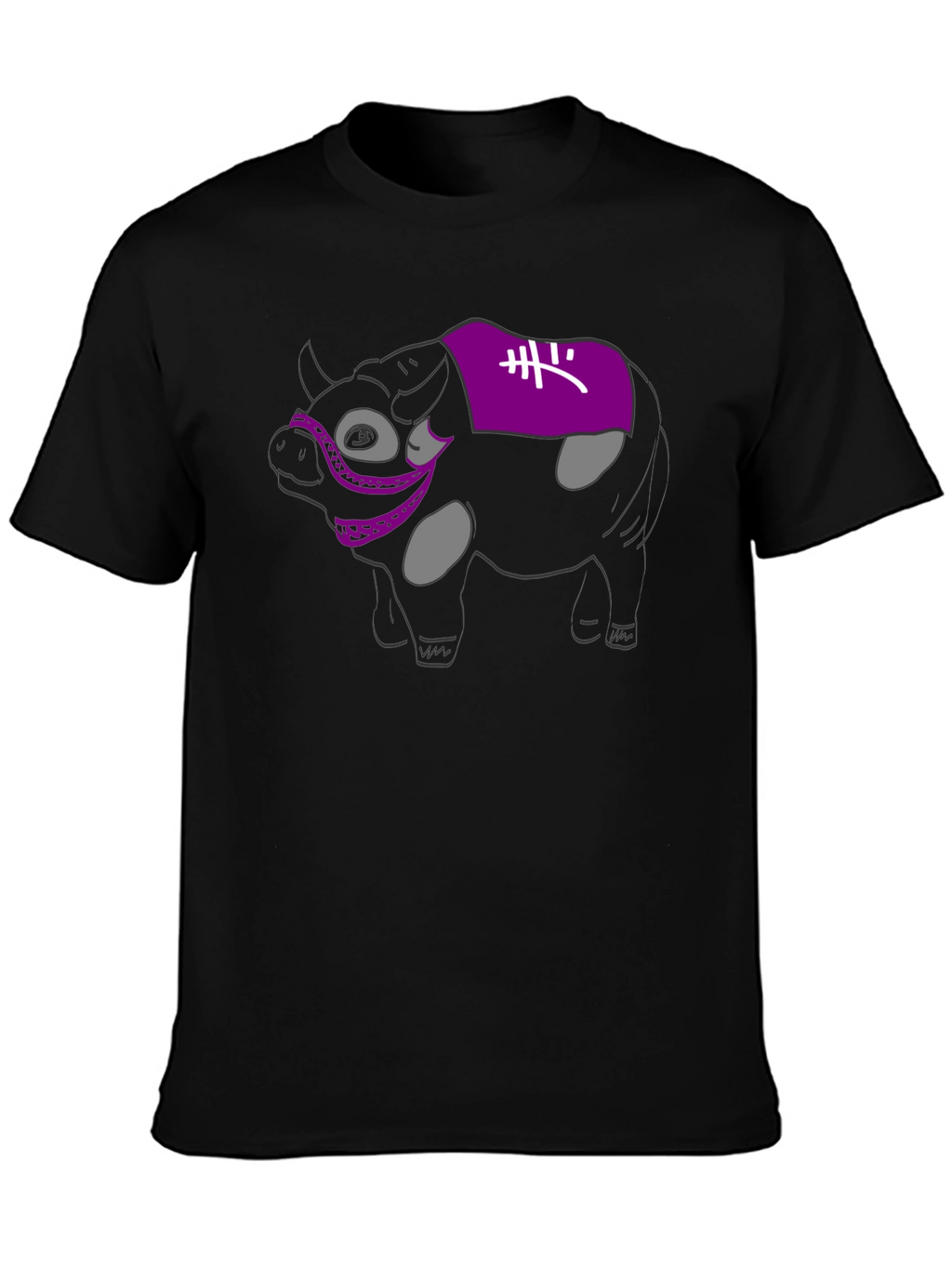 Novelty Cow Graphic Black T-Shirt