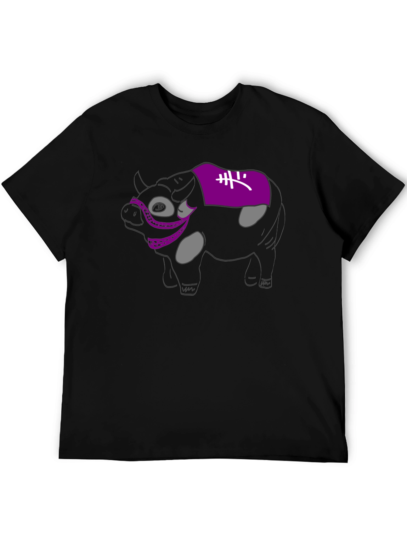 Novelty Cow Graphic Black T-Shirt