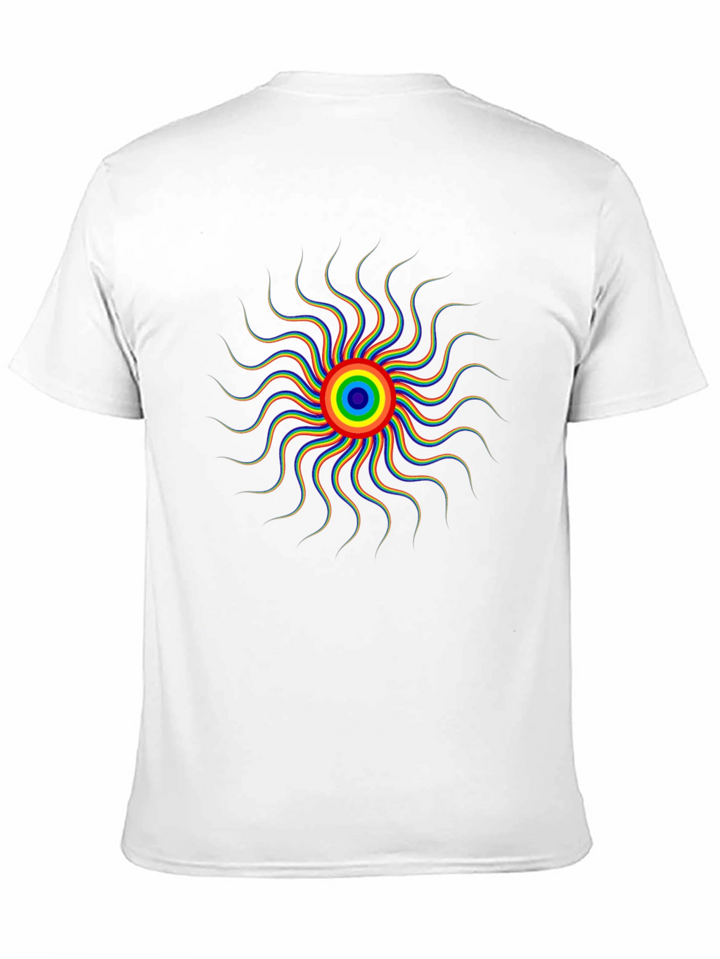 Psychedelic Rainbow Sun Graphic Tee - Black Cotton T-Shirt