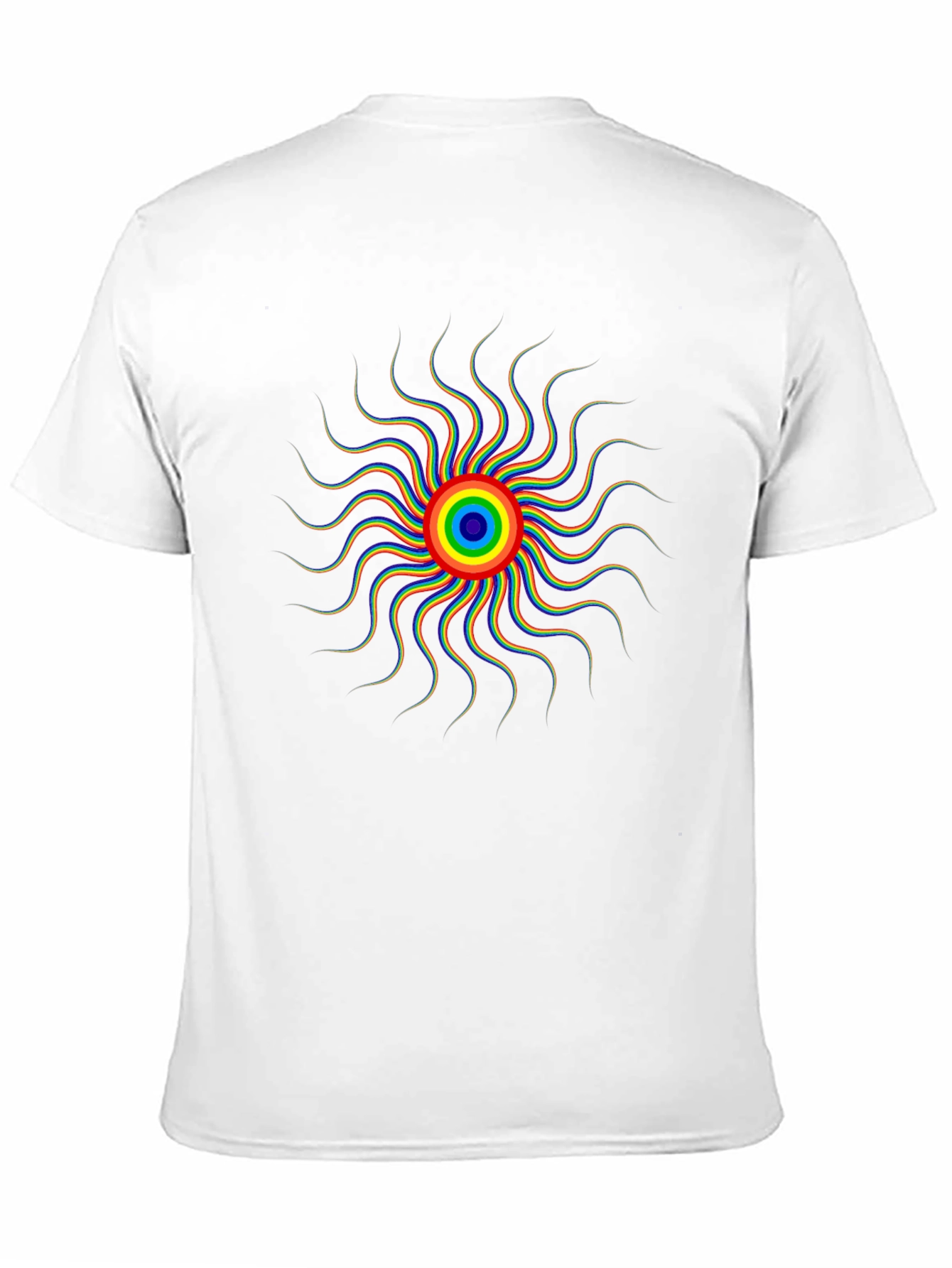 Psychedelic Rainbow Sun Graphic Tee - Black Cotton T-Shirt