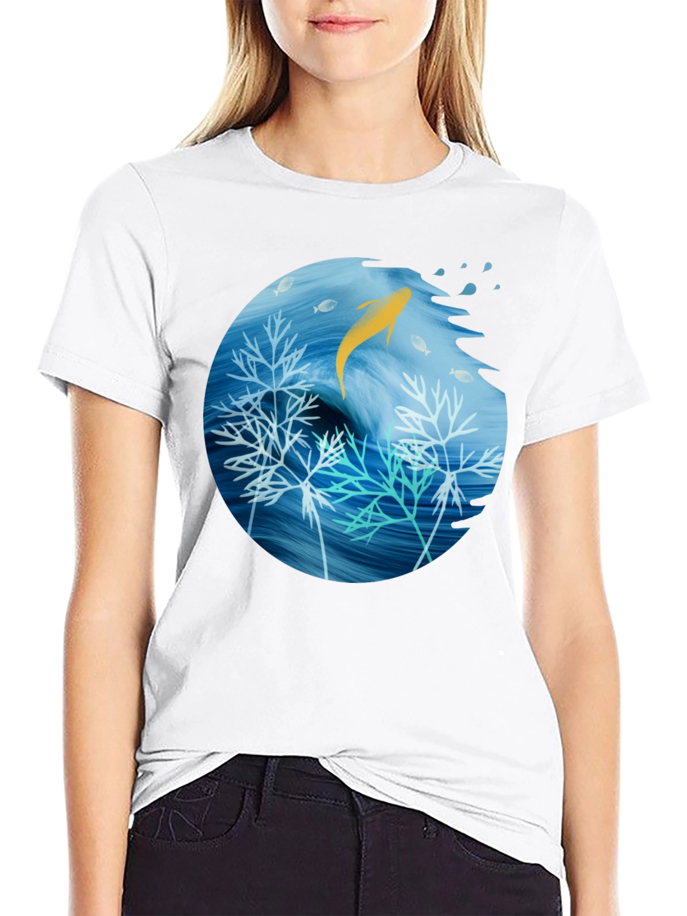 Aquatic Life Graphic Black T-Shirt