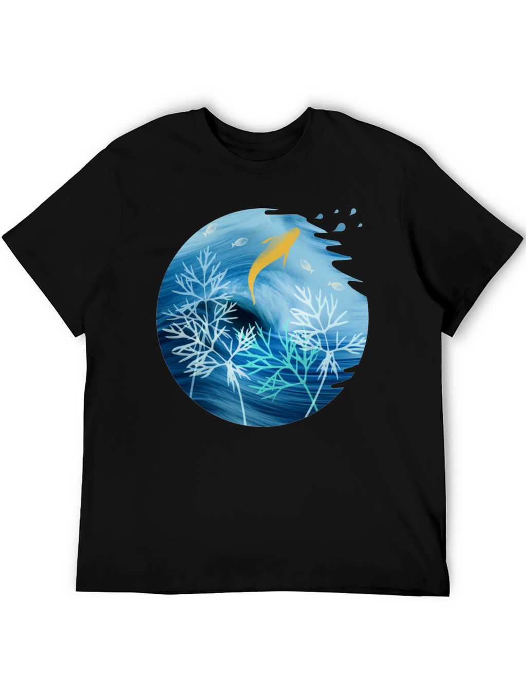 Aquatic Life Graphic Black T-Shirt