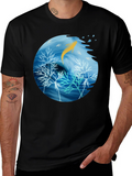 Aquatic Life Graphic Black T-Shirt