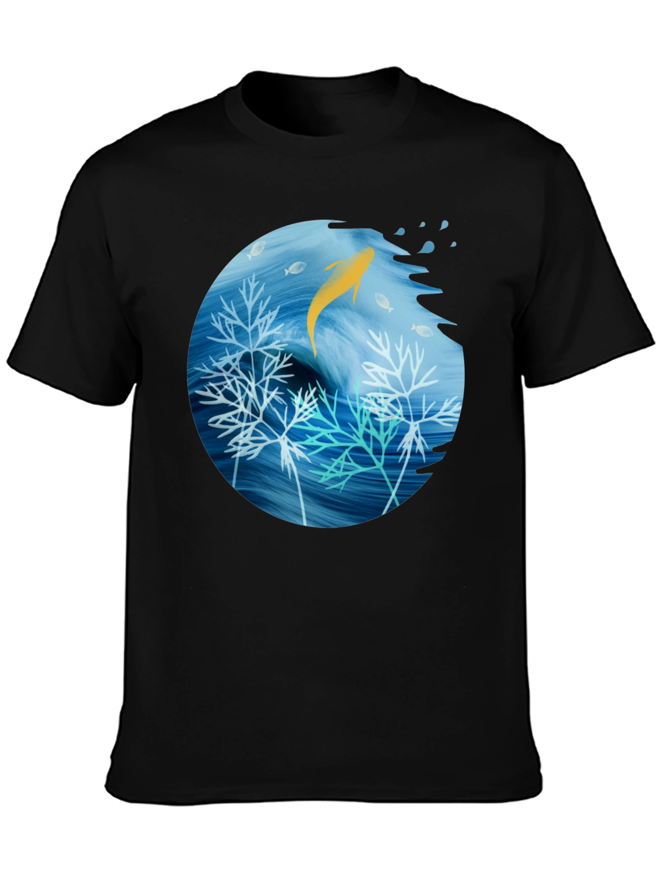 Aquatic Life Graphic Black T-Shirt