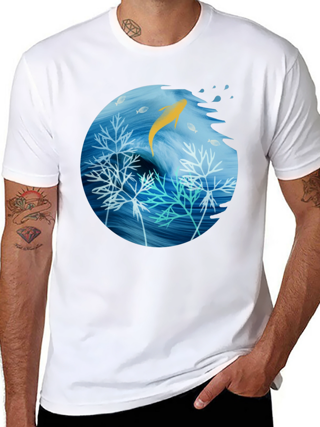 Aquatic Life Graphic Black T-Shirt