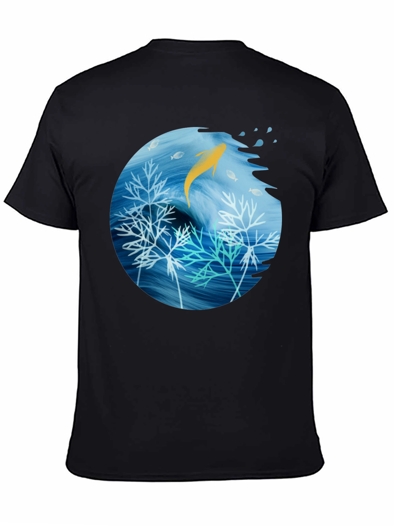 Aquatic Life Graphic Black T-Shirt
