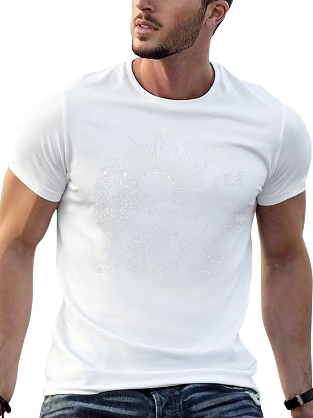 Lion & Sun Graphic Tee - Black Cotton T-Shirt