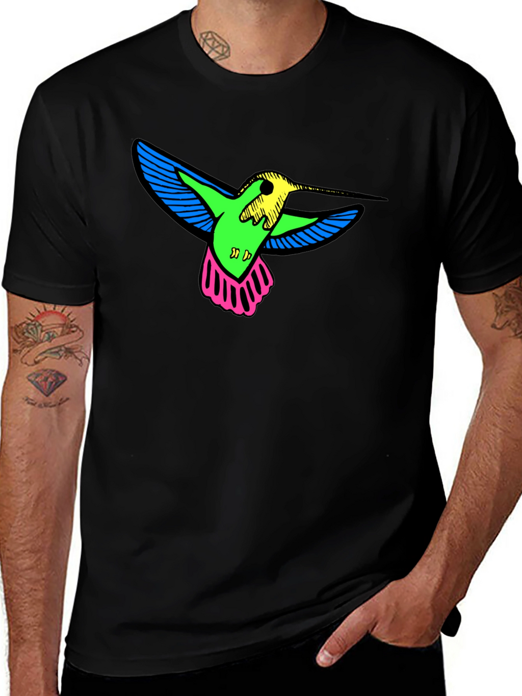 Neon Hummingbird Graphic Tee