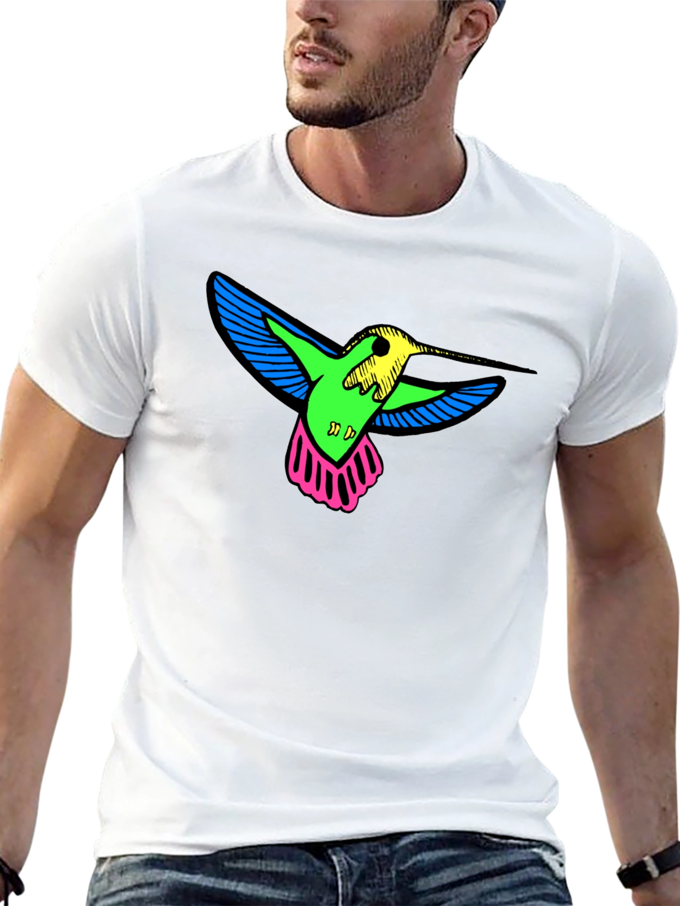 Neon Hummingbird Graphic Tee