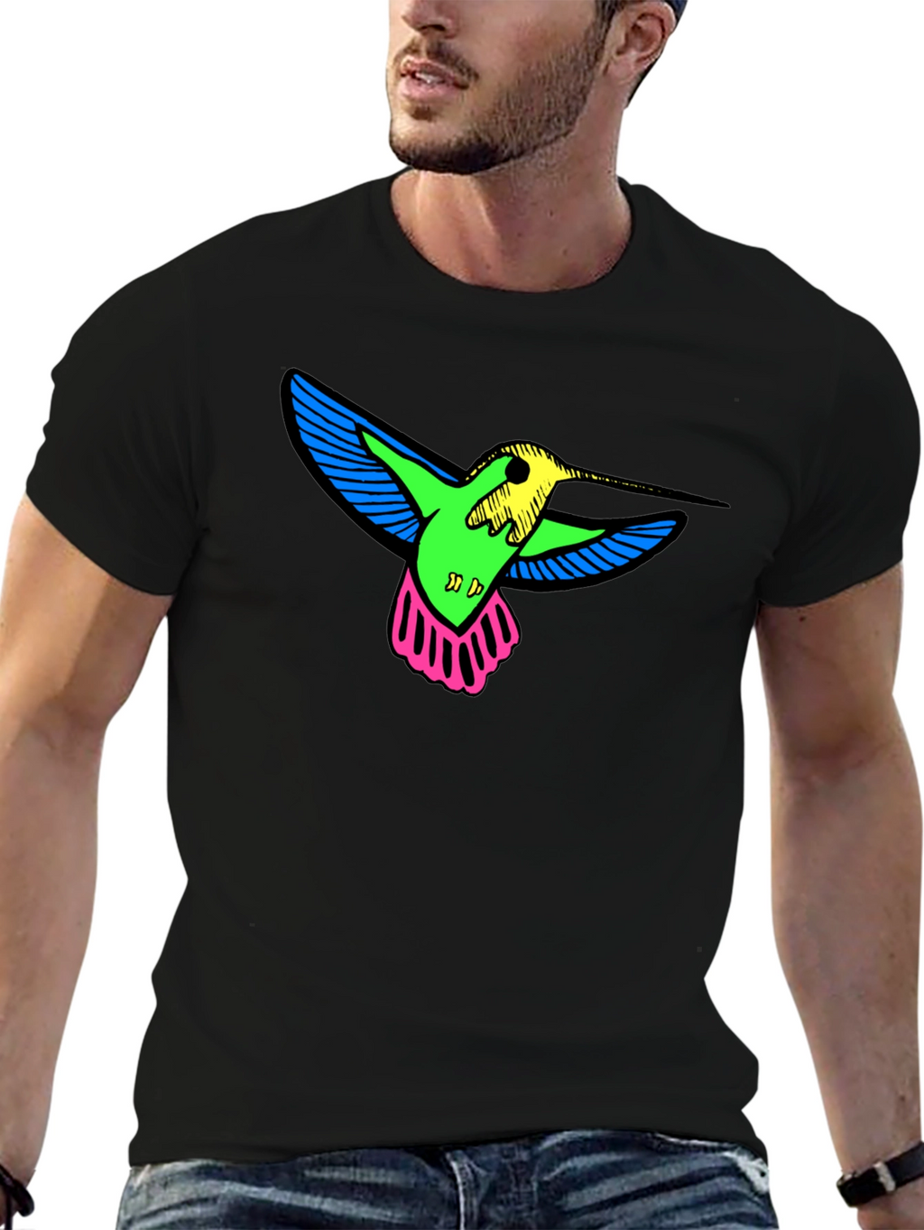 Neon Hummingbird Graphic Tee