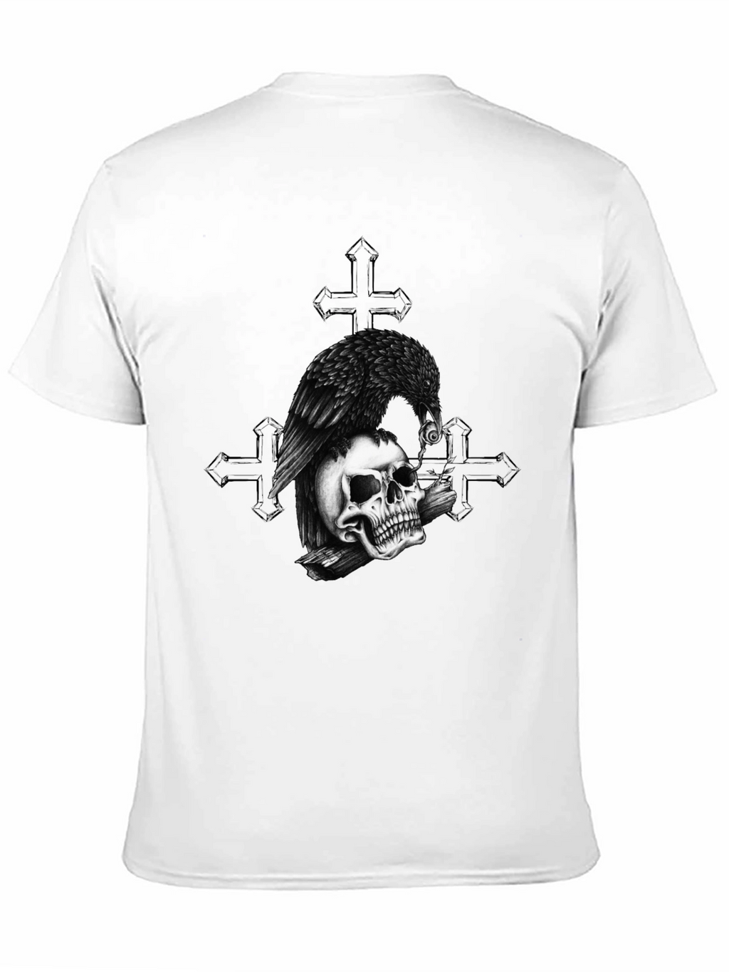 Raven on Skull Graphic Print Tee