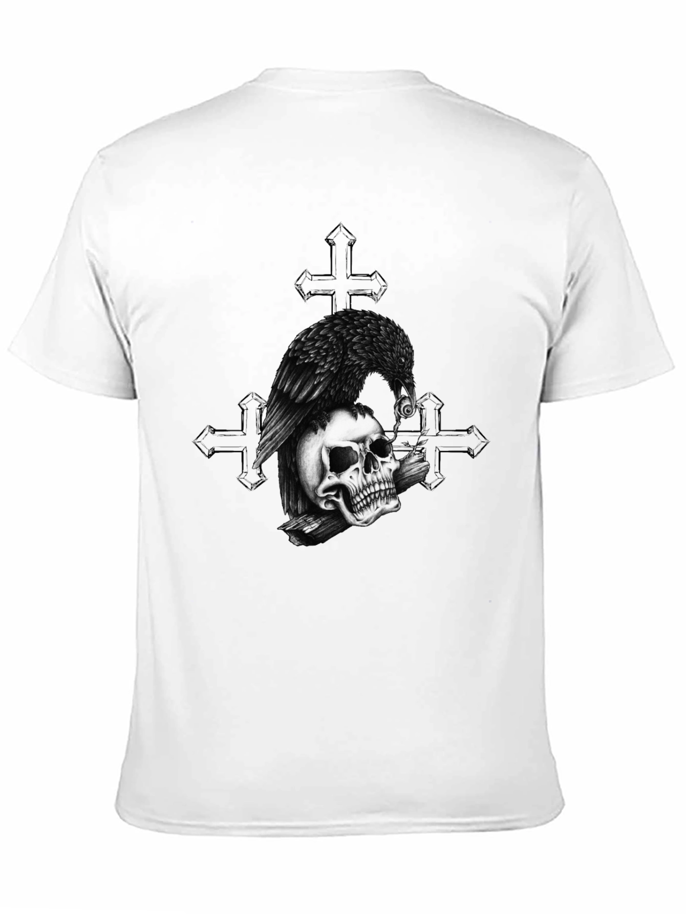 Raven on Skull Graphic Print Tee