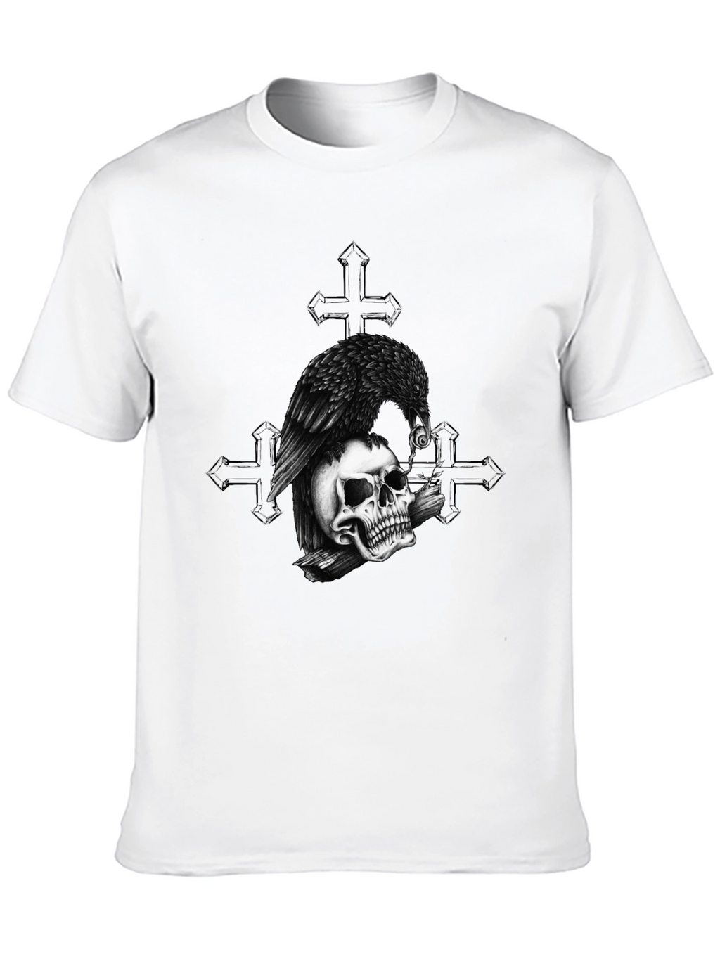 Raven on Skull Graphic Print Tee