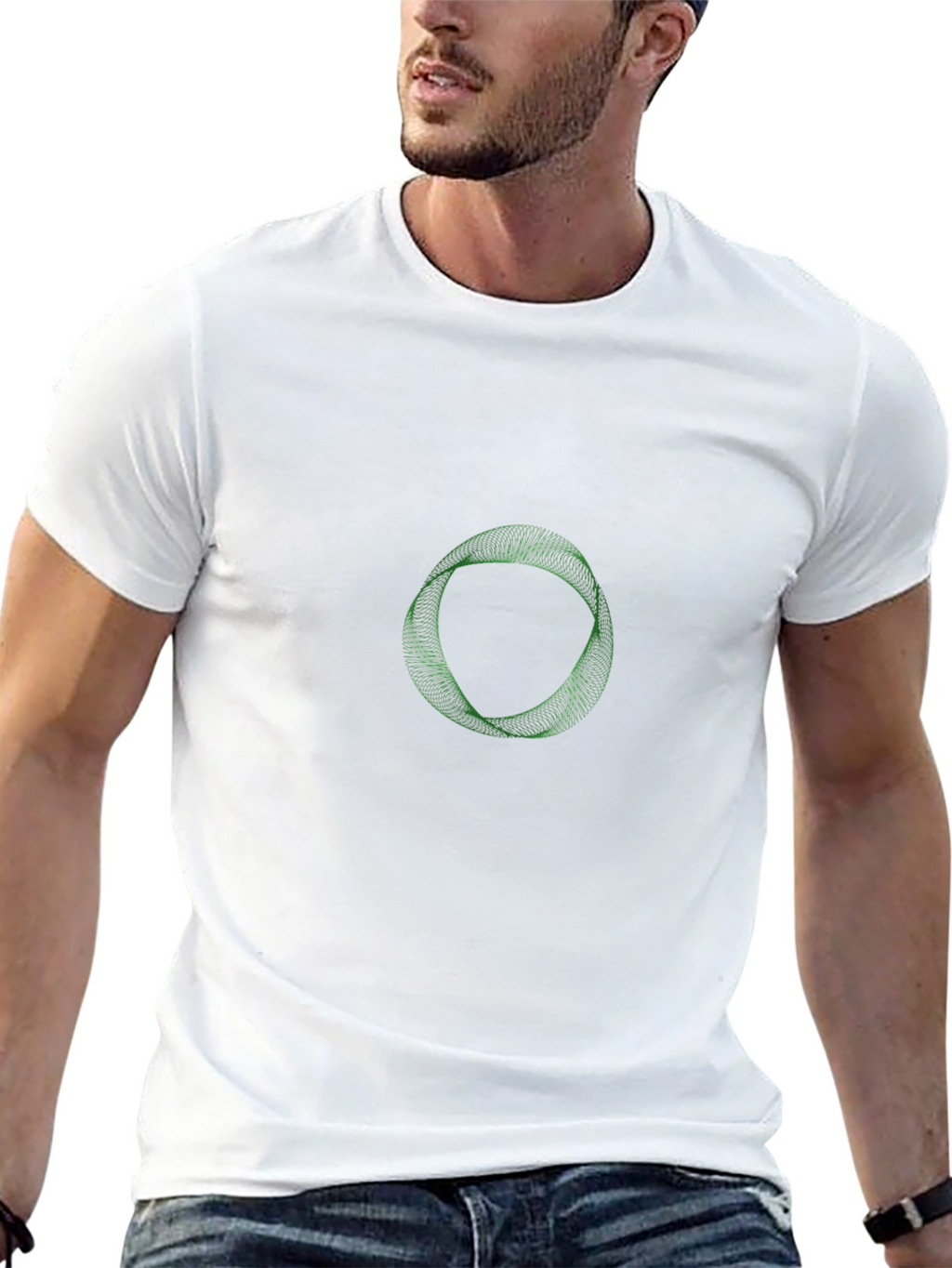 Geometric Mobius Strip Graphic Tee - Black