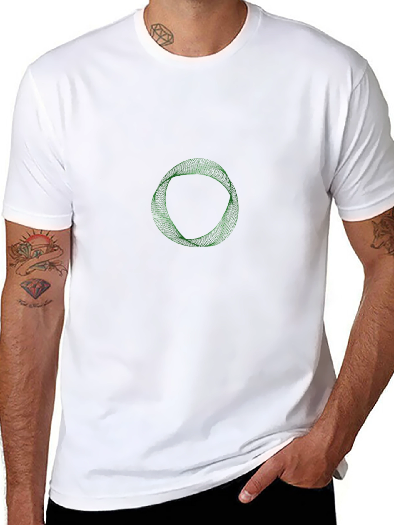 Geometric Mobius Strip Graphic Tee - Black