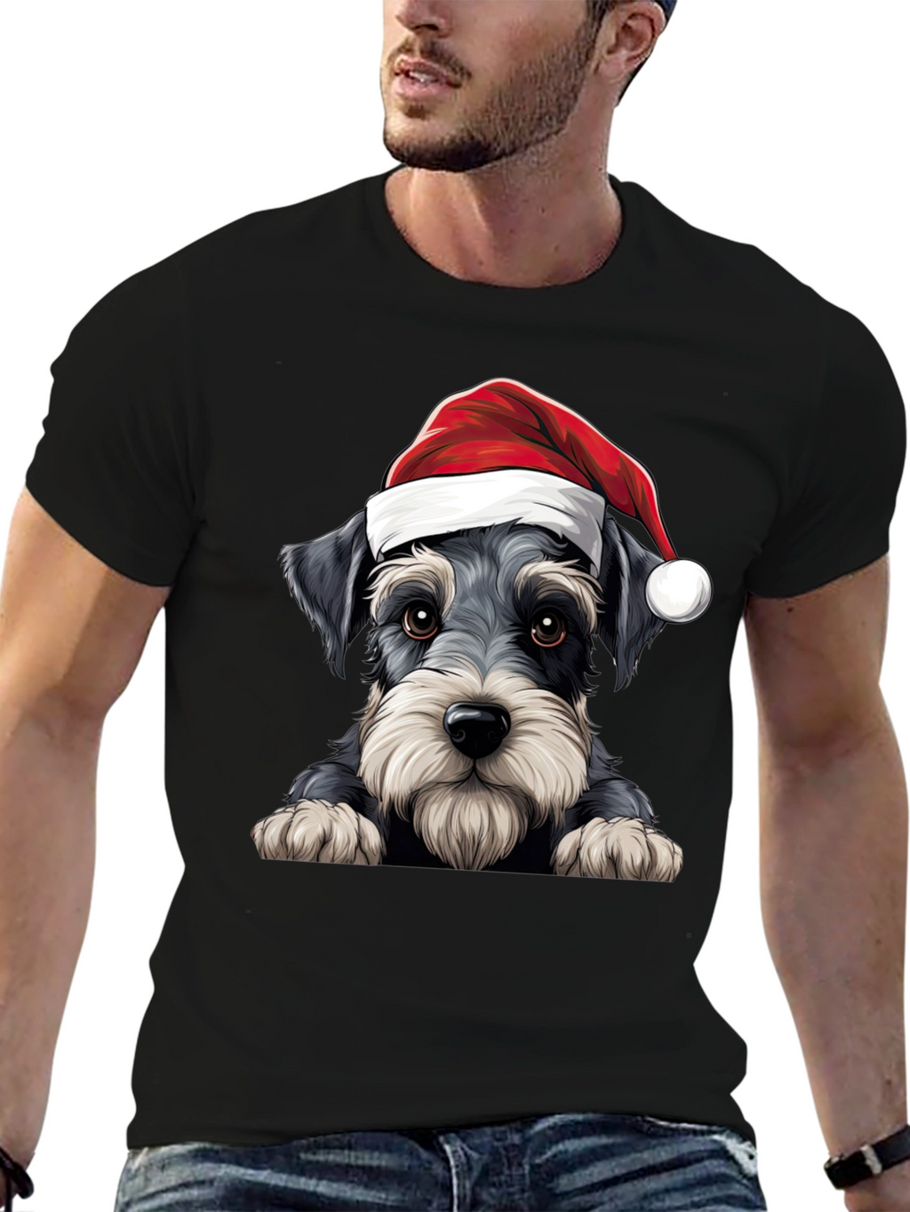 Holiday Schnauzer T-Shirt - Christmas Dog Tee