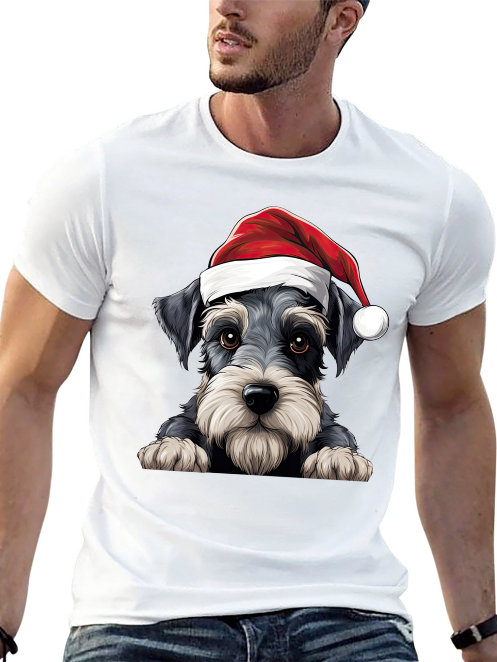 Holiday Schnauzer T-Shirt - Christmas Dog Tee
